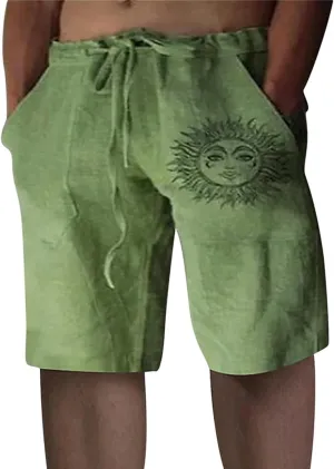 Puimentiua Casual Mens Linen Shorts Lightweight Elastic Waist Summer Beach Shorts