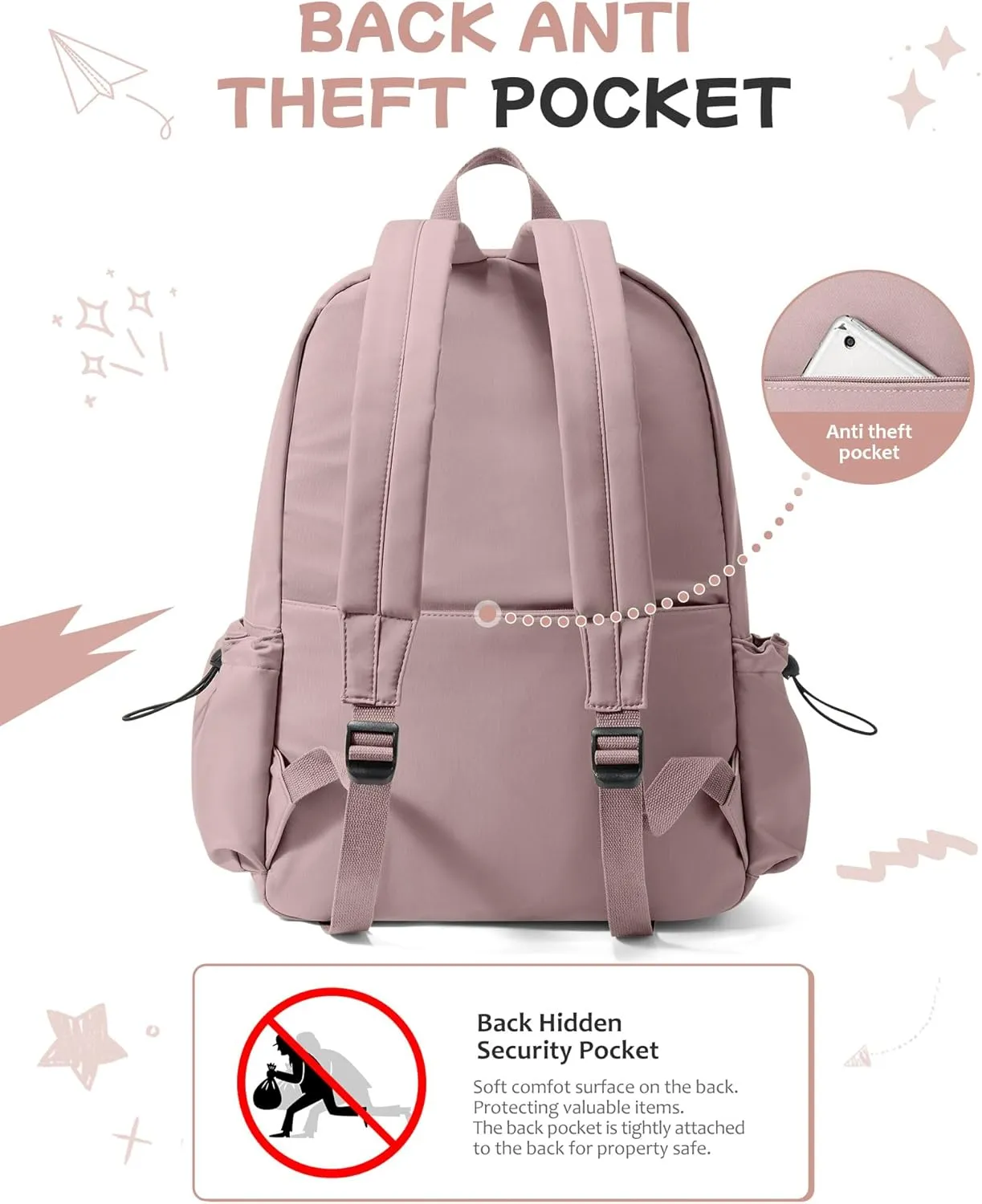 Purple Cute School Backpack with Laptop Compartment Small Travel Laptop Backpack for Women Men Waterproof College Backpack Simple School Bag for Teens Girls Boys