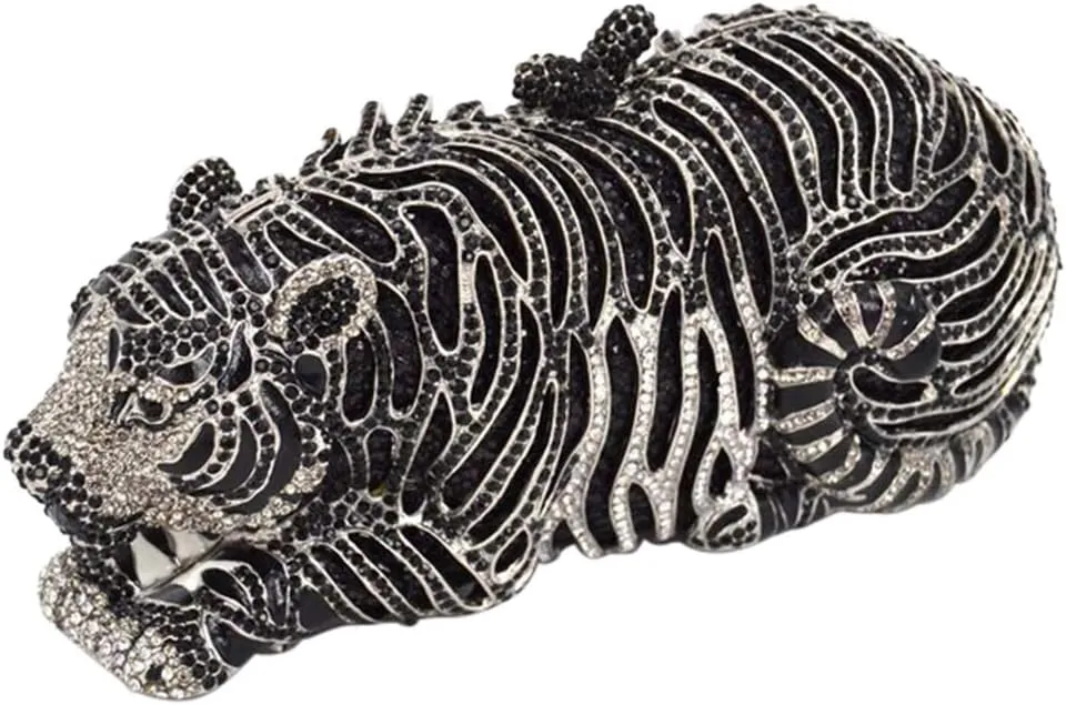 Purse For Women Crystal Evening Bags Chain Clutches Luxury Handbags Rhinestones Wedding Tiger