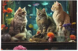 Puzzles for Adults 1000 Piece Cute Cats Fish Tank Jigsaw Puzzles Kids Game Toys Gift Home Decor 202a6339
