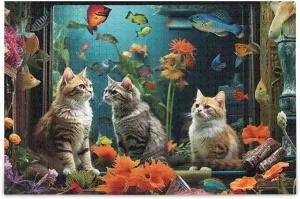 Puzzles for Adults 1000 Piece Cute Cats Fish Tank Jigsaw Puzzles Kids Game Toys Gift Home Decor 202a6341