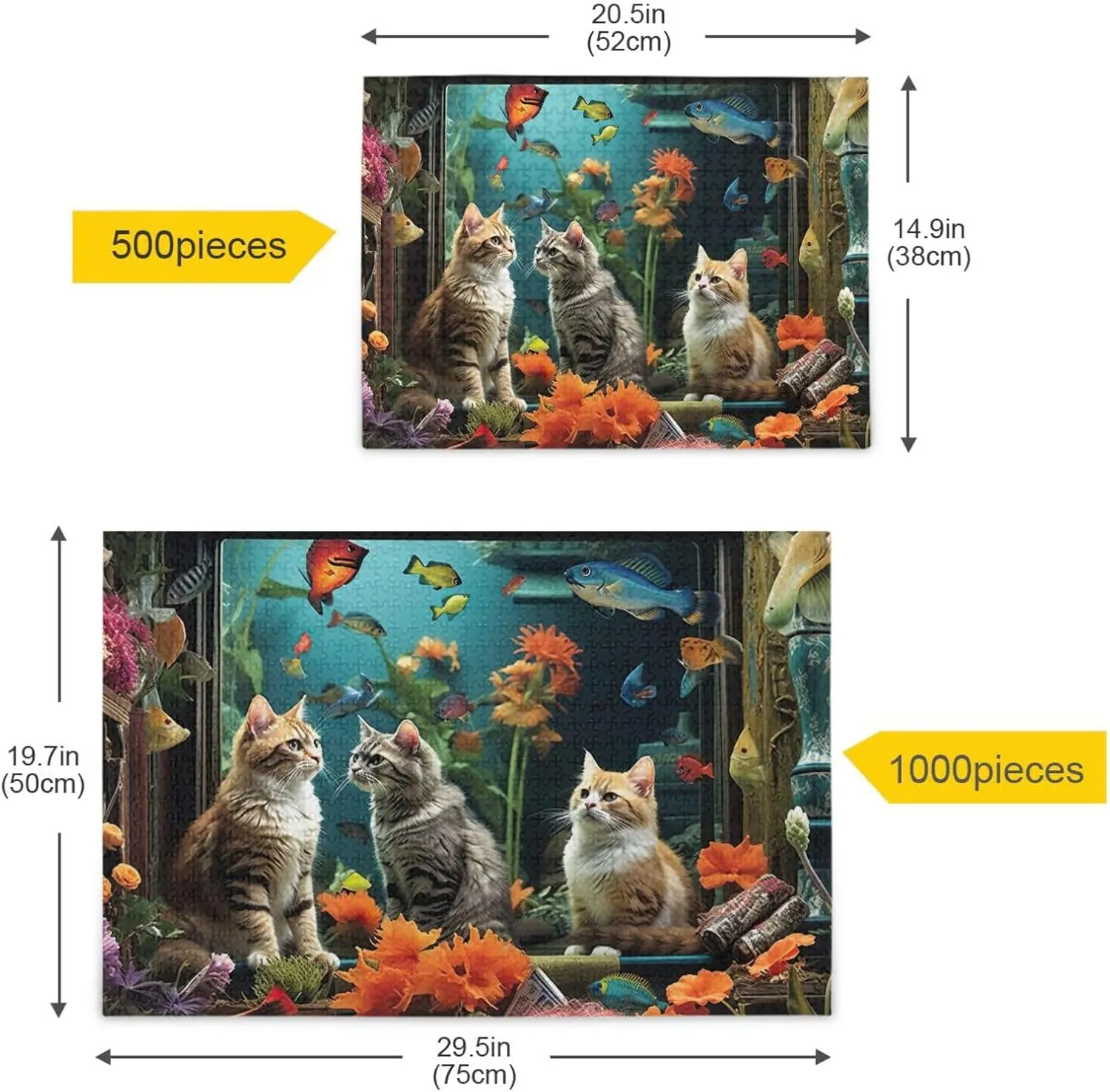 Puzzles for Adults 1000 Piece Cute Cats Fish Tank Jigsaw Puzzles Kids Game Toys Gift Home Decor 202a6341