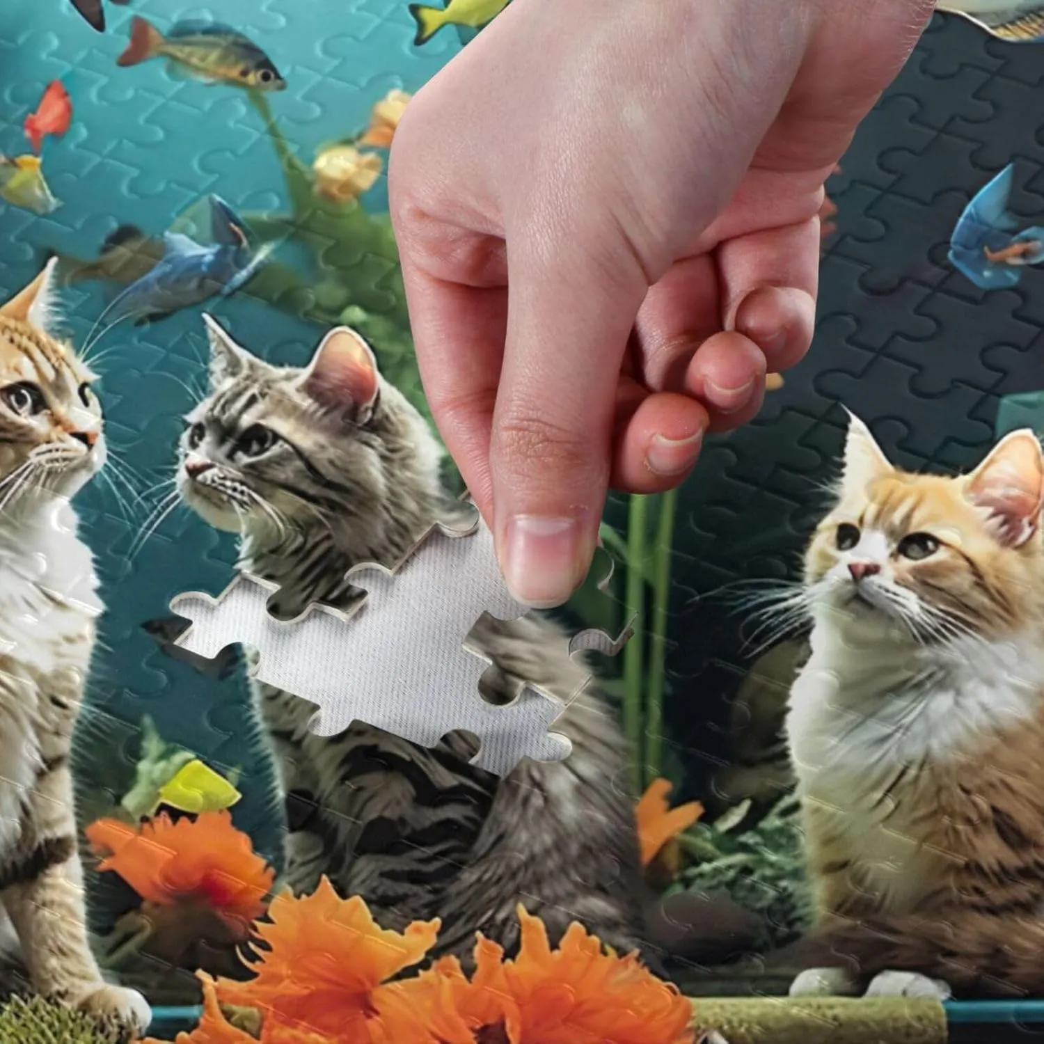 Puzzles for Adults 1000 Piece Cute Cats Fish Tank Jigsaw Puzzles Kids Game Toys Gift Home Decor 202a6341