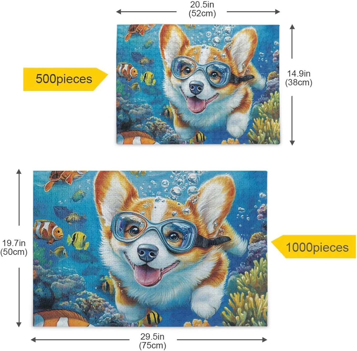 Puzzles for Adults 1000 Piece Cute Corgi Swimming Underwater Fish Jigsaw Puzzles Kids Game Toys Gift Home Decor 202b8590