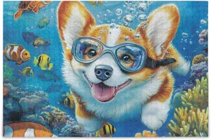 Puzzles for Adults 1000 Piece Cute Corgi Swimming Underwater Fish Jigsaw Puzzles Kids Game Toys Gift Home Decor 202b8590