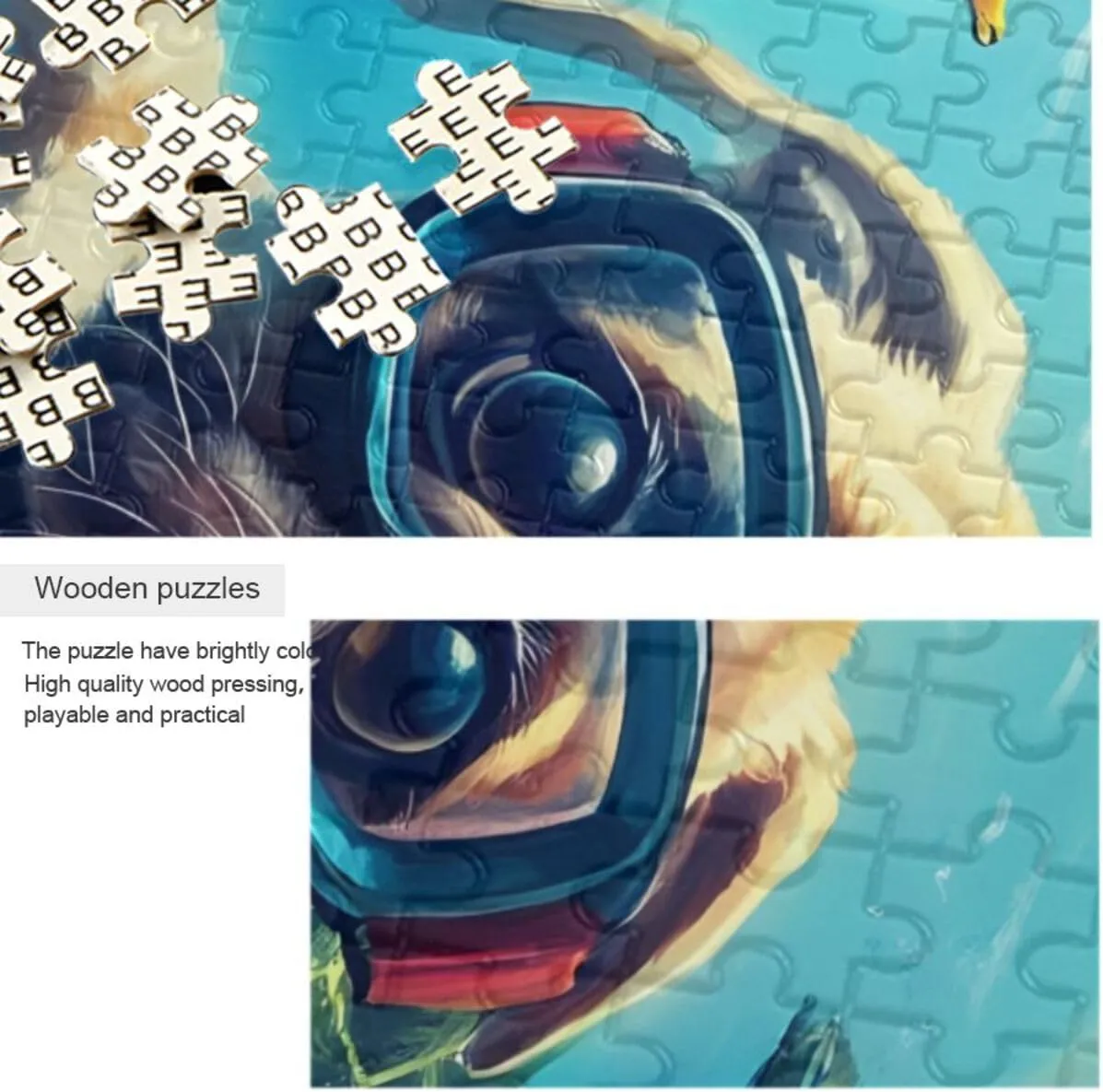 Puzzles for Adults 1000 Piece Cute Pug Swimming Underwater Fish Jigsaw Puzzles Kids Game Toys Gift Home Decor 202b8592