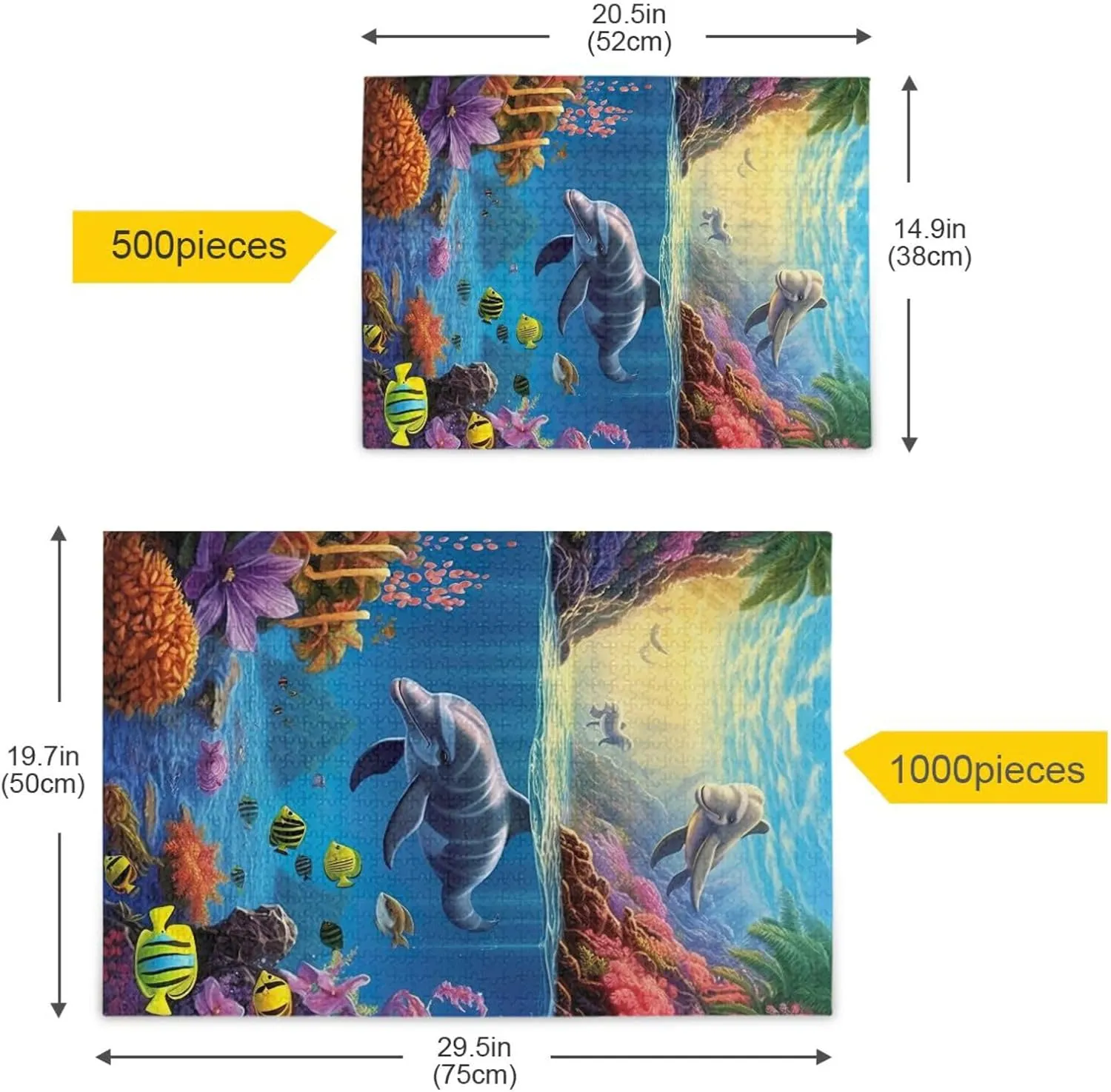 Puzzles for Adults 1000 Piece Dolphin Fish Undersea Jigsaw Puzzles Kids Game Toys Gift Home Decor 202A2492