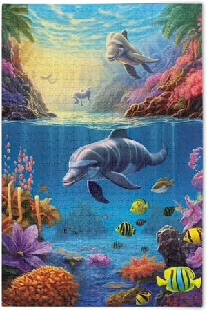 Puzzles for Adults 1000 Piece Dolphin Fish Undersea Jigsaw Puzzles Kids Game Toys Gift Home Decor 202A2492