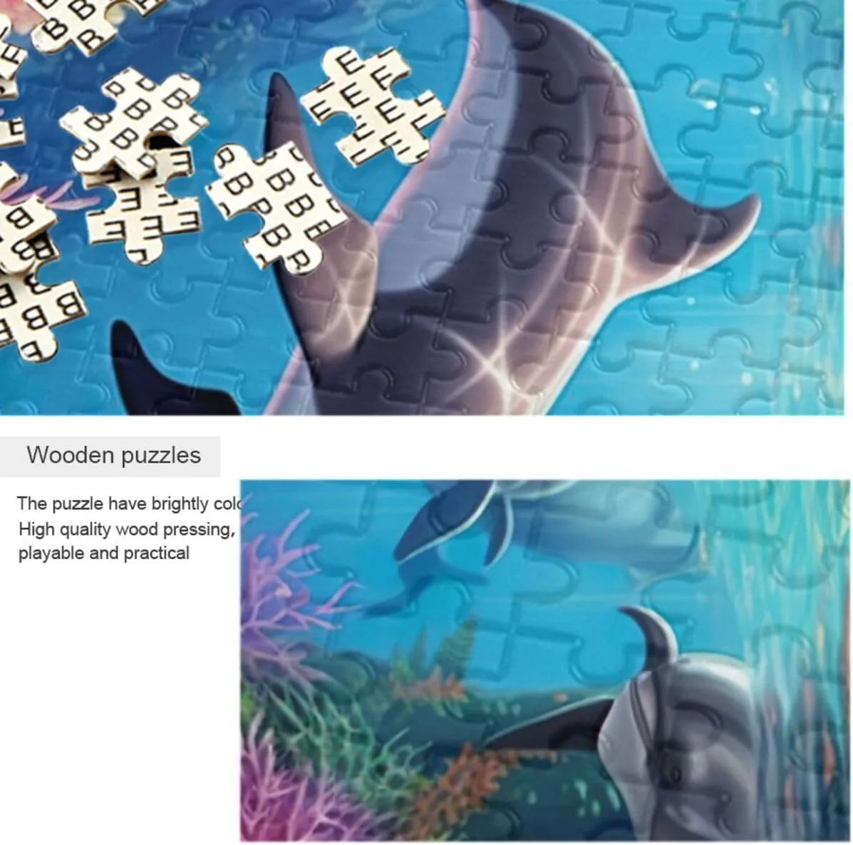 Puzzles for Adults 1000 Piece Dolphin Fish Undersea Jigsaw Puzzles Kids Game Toys Gift Home Decor 202A2493