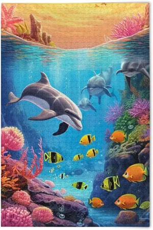 Puzzles for Adults 1000 Piece Dolphin Fish Undersea Jigsaw Puzzles Kids Game Toys Gift Home Decor 202A2493