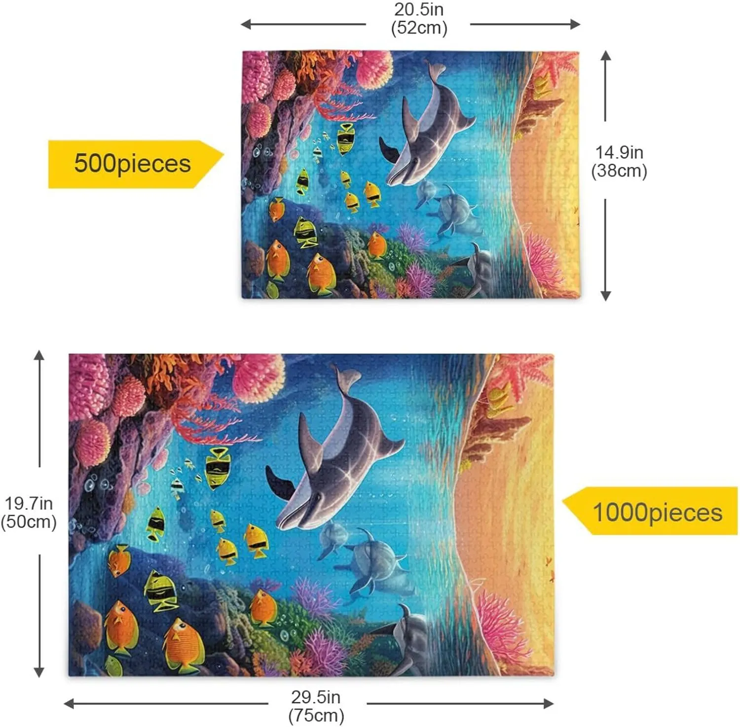 Puzzles for Adults 1000 Piece Dolphin Fish Undersea Jigsaw Puzzles Kids Game Toys Gift Home Decor 202A2493