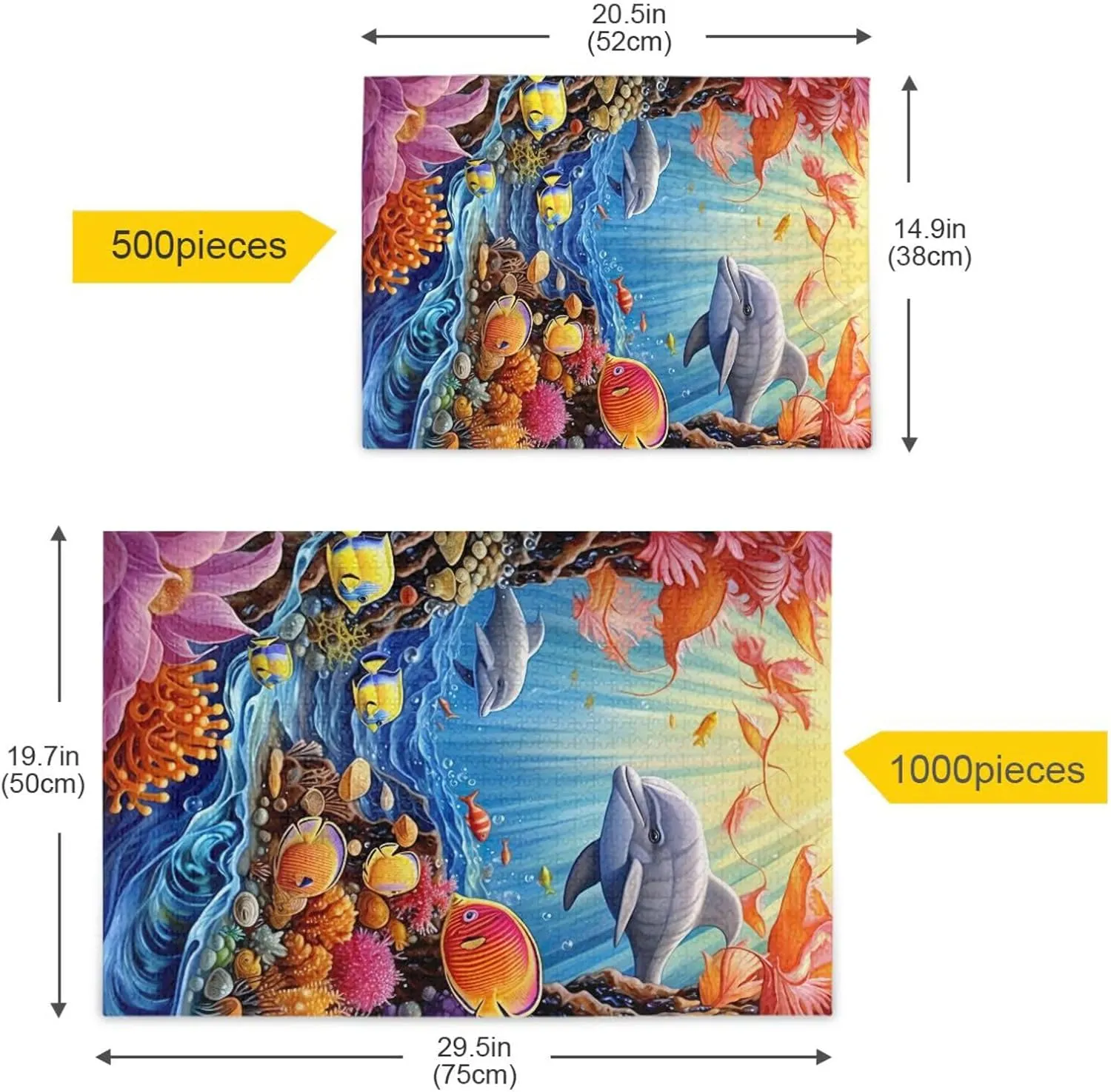 Puzzles for Adults 1000 Piece Whales Dolphin Fish Undersea Jigsaw Puzzles Kids Game Toys Gift Home Decor 202A2474