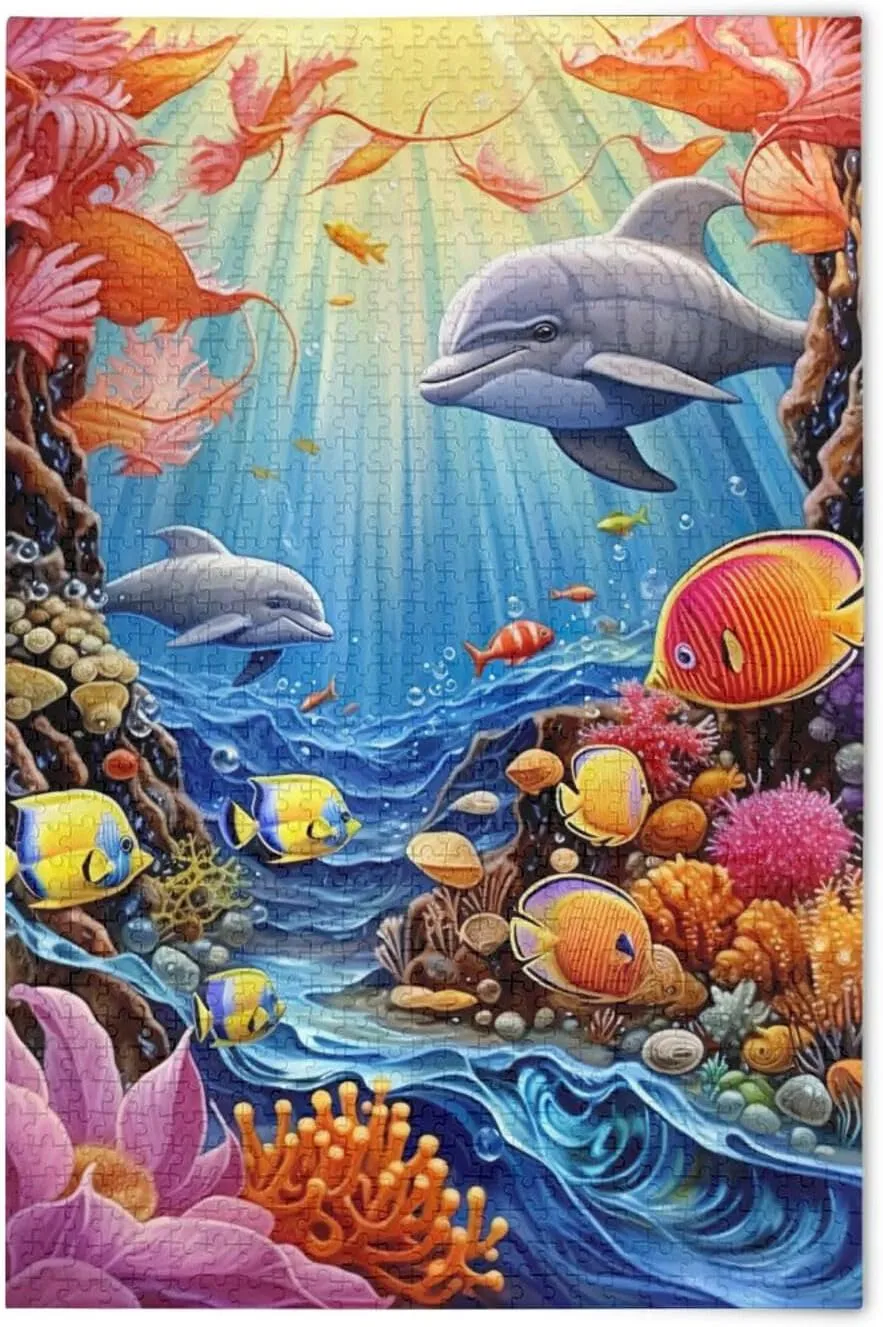 Puzzles for Adults 1000 Piece Whales Dolphin Fish Undersea Jigsaw Puzzles Kids Game Toys Gift Home Decor 202A2474