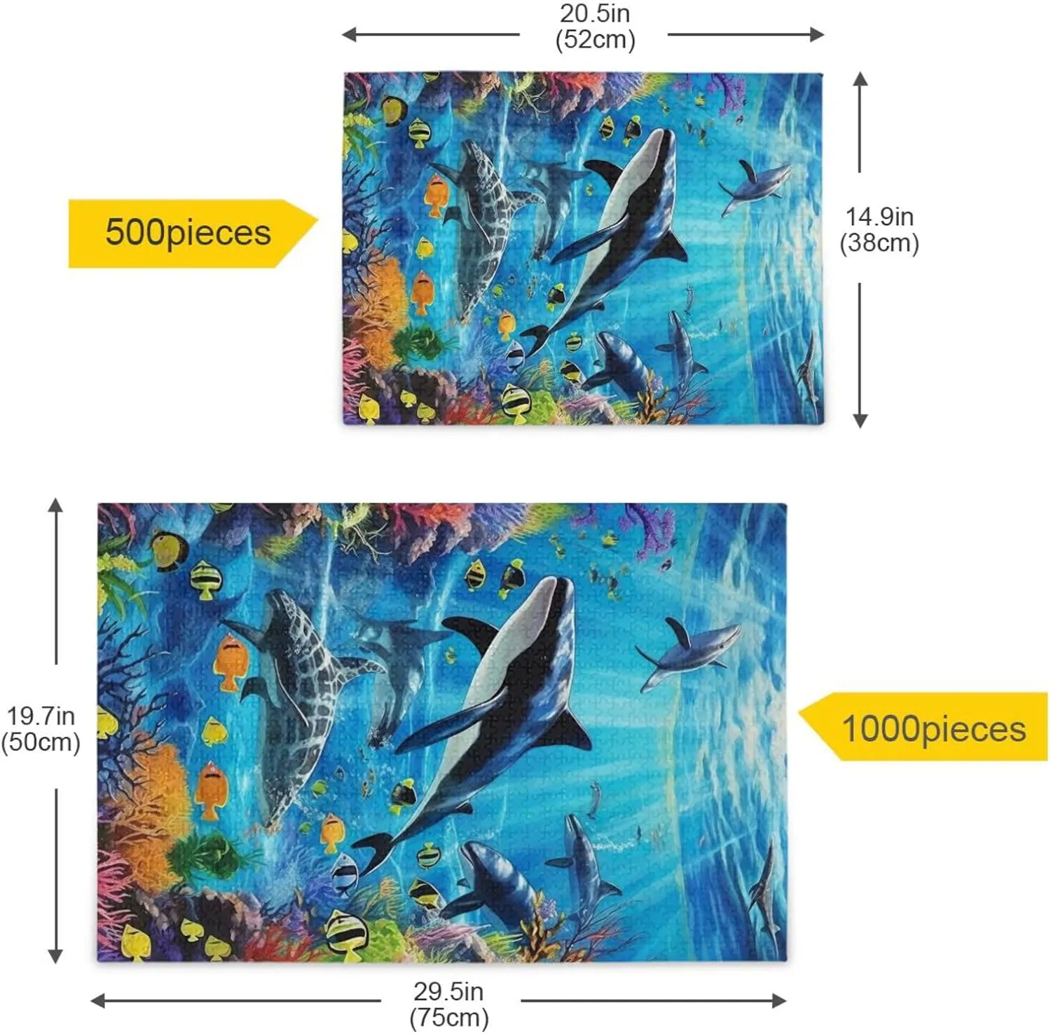 Puzzles for Adults 1000 Piece Whales Dolphin Fish Undersea Jigsaw Puzzles Kids Game Toys Gift Home Decor 202A2486
