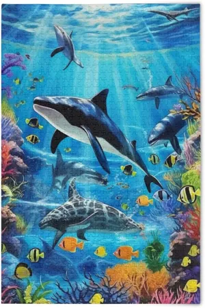 Puzzles for Adults 1000 Piece Whales Dolphin Fish Undersea Jigsaw Puzzles Kids Game Toys Gift Home Decor 202A2486