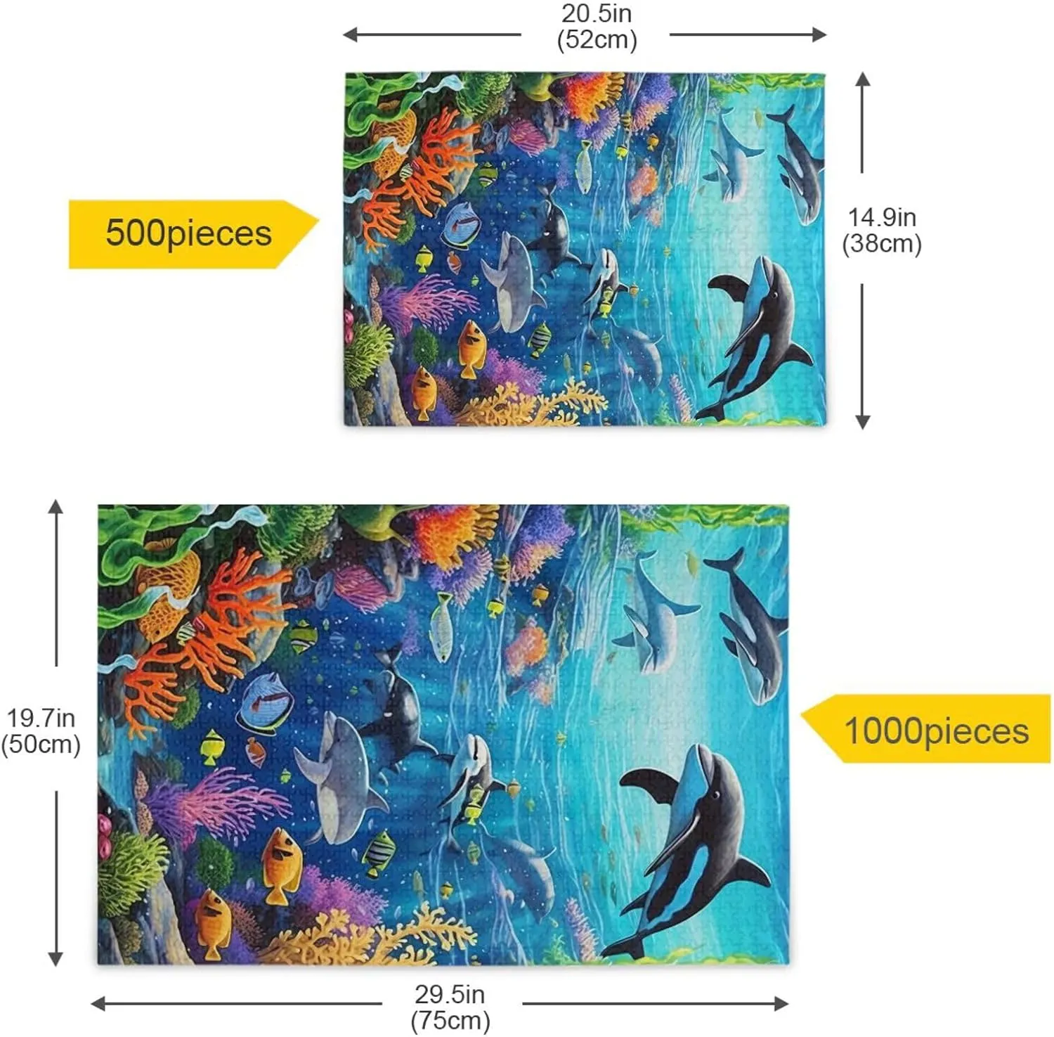 Puzzles for Adults 1000 Piece Whales Dolphin Fish Undersea Jigsaw Puzzles Kids Game Toys Gift Home Decor 202A2487