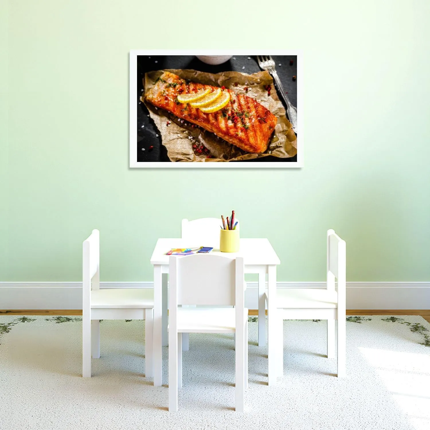 Puzzles for Adults 1000 Pieces Fish Dish Salmon Steak Vegetables Wooden Jigsaw Puzzles Challenging Fun Educational Family Games Kid Toys Art Work Gift Home Decor