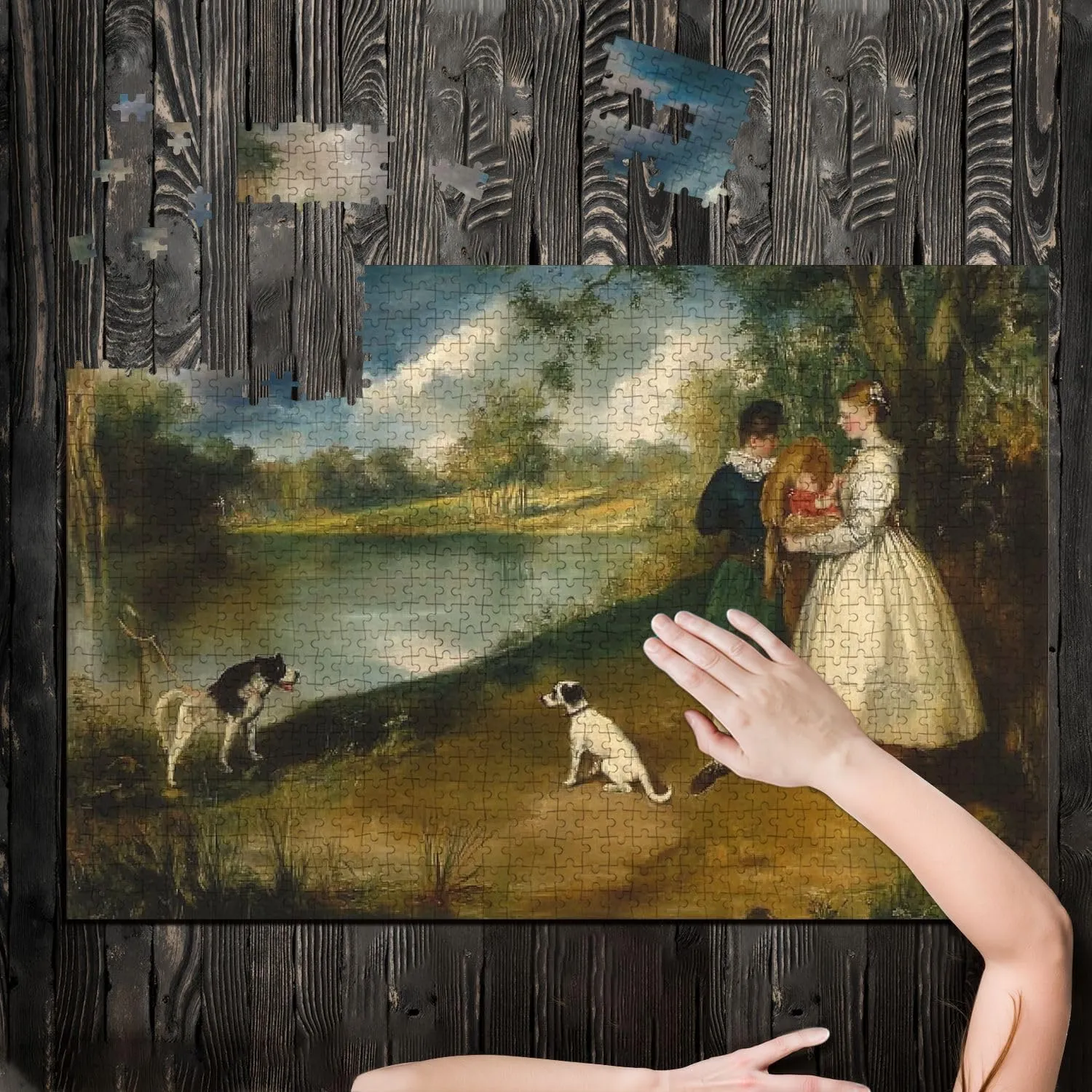 Puzzles for Adults 1000 Pieces Fishing by Edouard Manet 1862 63 French Impressionist Painting Oil Wooden Jigsaw Puzzles Challenging Fun Educational Family Games Kid Toys Art Work Gift Home Decor