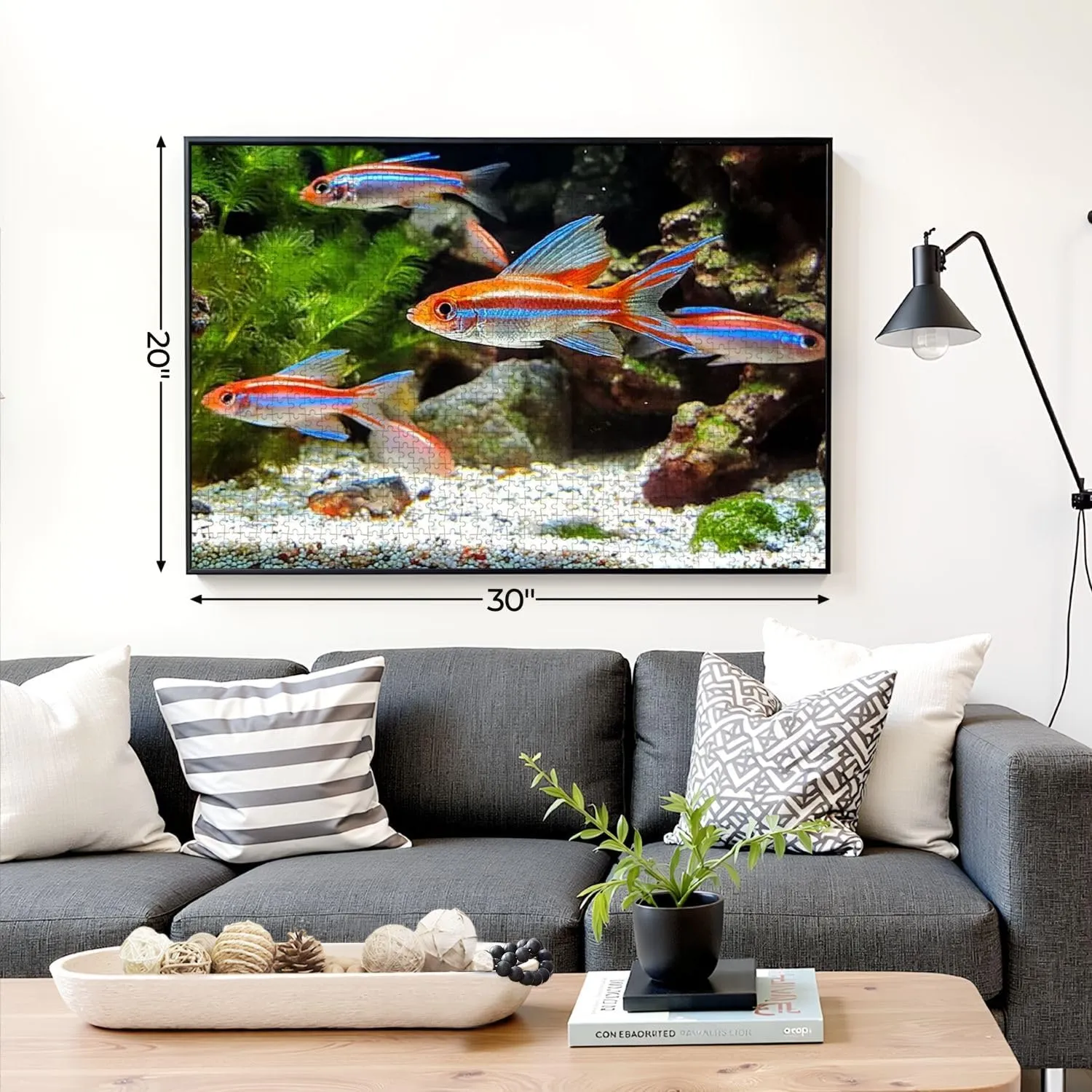 Puzzles for Adults 1000 Pieces landscaped Freshwater Tropical Aquarium Fish Tank neon Guppies Wooden Jigsaw Puzzles Challenging Fun Educational Family Games Kid Toys Art Work Gift Home Decor