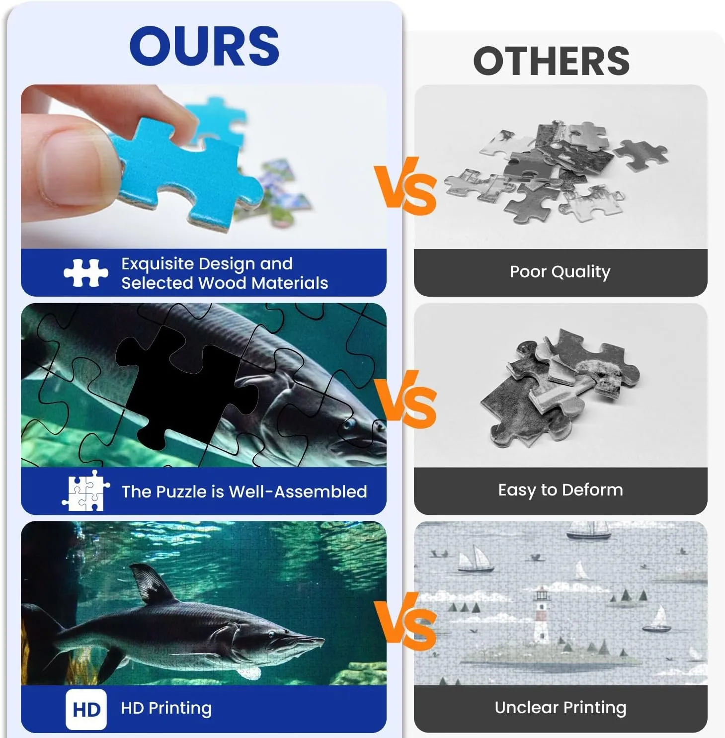 Puzzles for Adults 1000 Pieces Large Fish Known as Great Sturgeon is Swiming Underwater Wooden Jigsaw Puzzles Challenging Fun Educational Family Games Kid Toys Art Work Gift Home Decor
