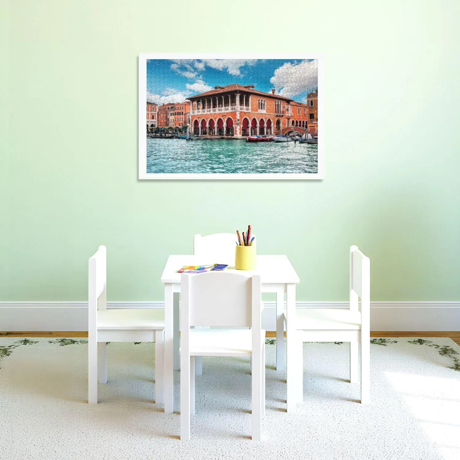 Puzzles for Adults 1000 Pieces Rialto Fish Market Venice Wooden Jigsaw Puzzles Challenging Fun Educational Family Games Kid Toys Art Work Gift Home Decor