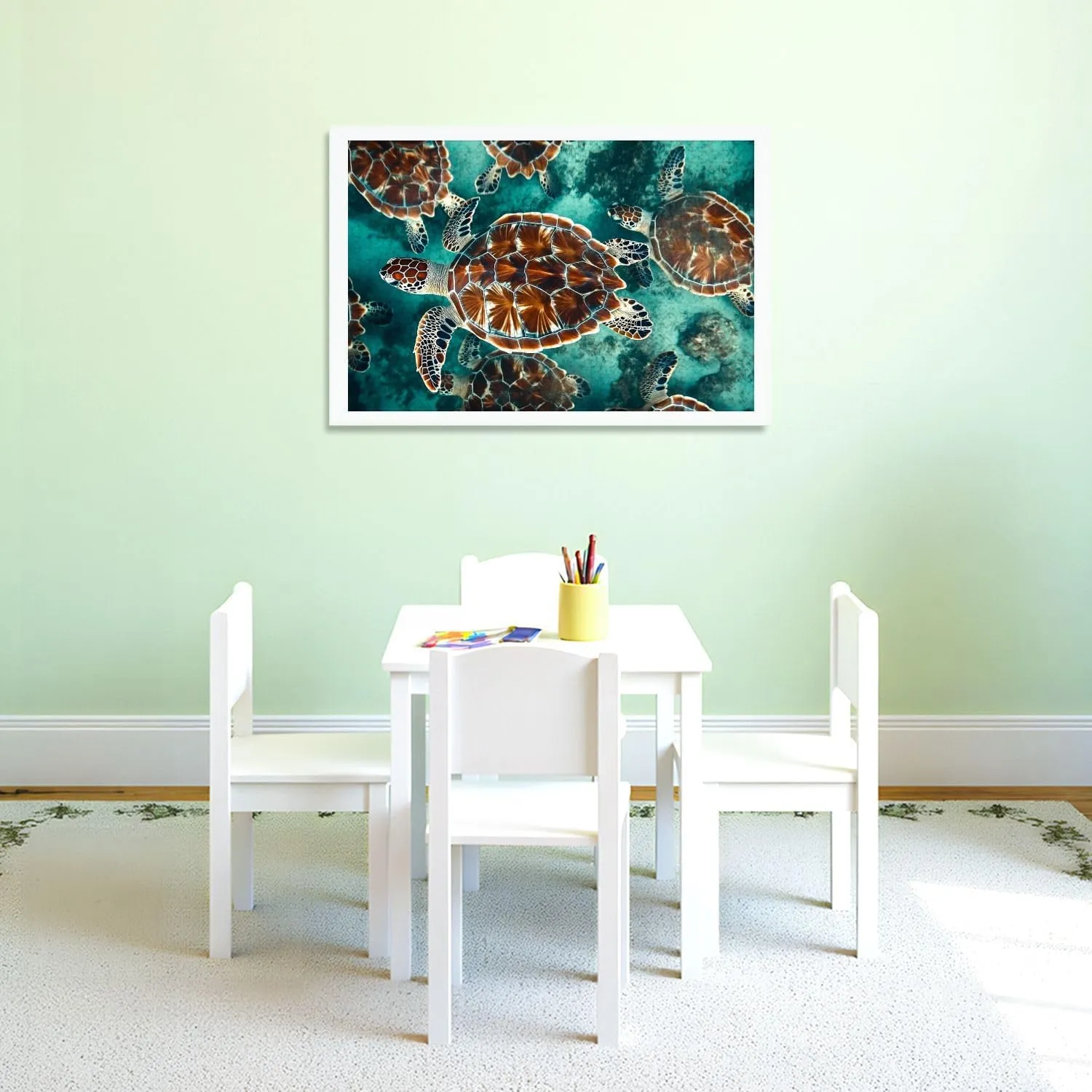 Puzzles for Adults 1000 Pieces Sea Turtle Swims Under Water Pond Aquarium Wooden Jigsaw Puzzles Challenging Fun Educational Family Games Kid Toys Art Work Gift Home Decor