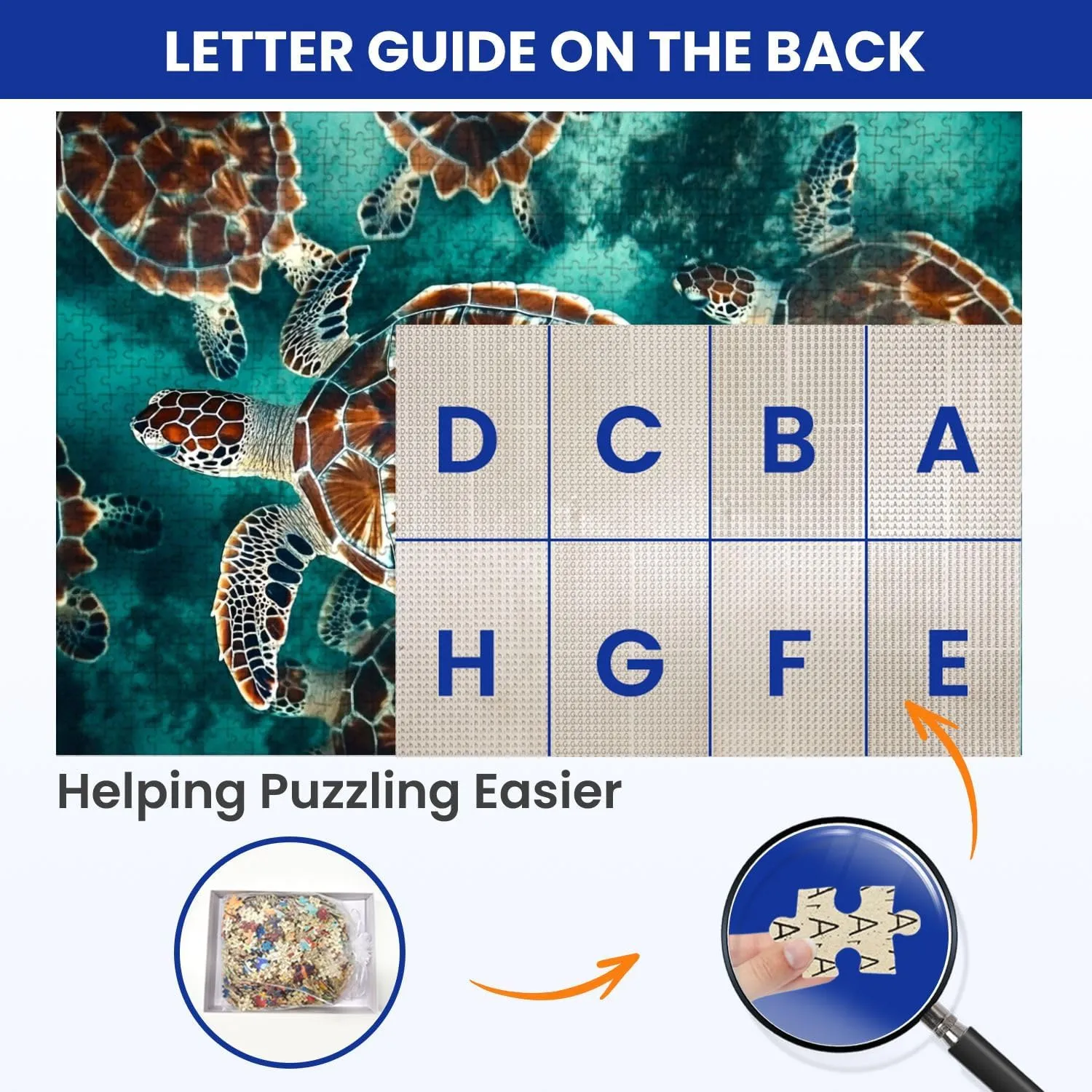 Puzzles for Adults 1000 Pieces Sea Turtle Swims Under Water Pond Aquarium Wooden Jigsaw Puzzles Challenging Fun Educational Family Games Kid Toys Art Work Gift Home Decor
