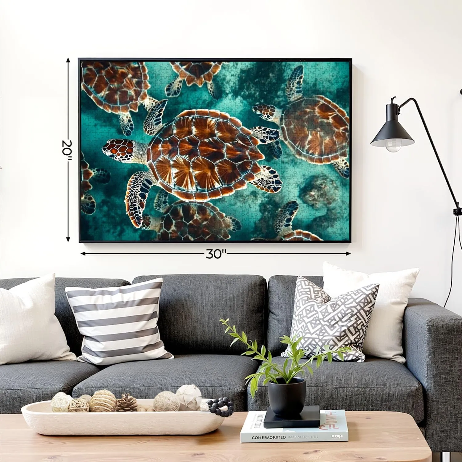 Puzzles for Adults 1000 Pieces Sea Turtle Swims Under Water Pond Aquarium Wooden Jigsaw Puzzles Challenging Fun Educational Family Games Kid Toys Art Work Gift Home Decor