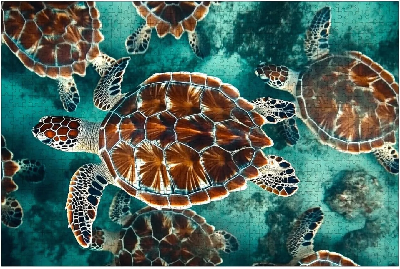 Puzzles for Adults 1000 Pieces Sea Turtle Swims Under Water Pond Aquarium Wooden Jigsaw Puzzles Challenging Fun Educational Family Games Kid Toys Art Work Gift Home Decor