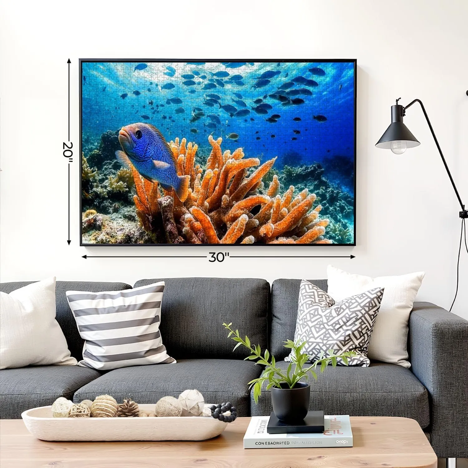 Puzzles for Adults 1000 Pieces Seascape Coral Caribbean Sea Around Sponge School Fish Wooden Jigsaw Puzzles Challenging Fun Educational Family Games Kid Toys Art Work Gift Home Decor