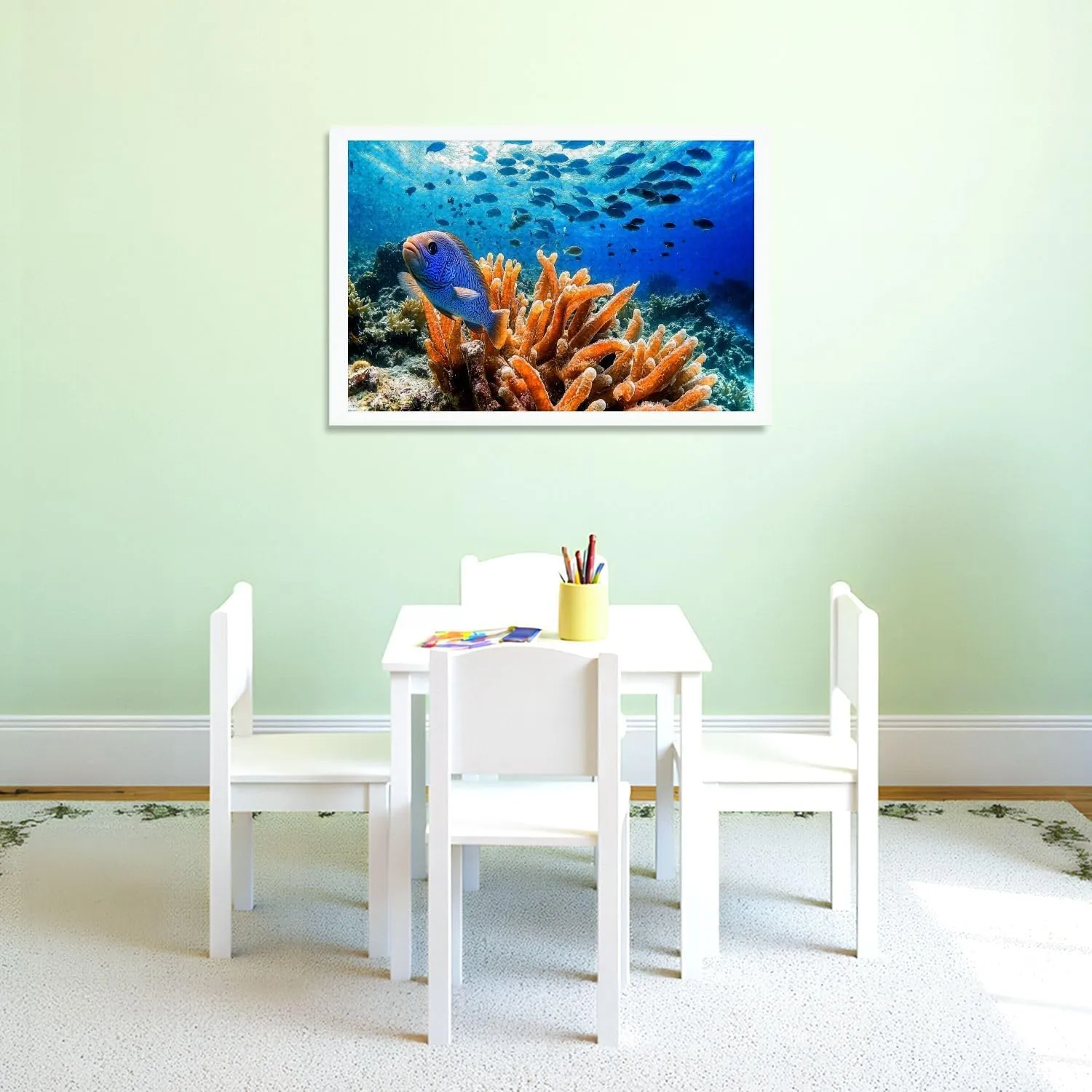 Puzzles for Adults 1000 Pieces Seascape Coral Caribbean Sea Around Sponge School Fish Wooden Jigsaw Puzzles Challenging Fun Educational Family Games Kid Toys Art Work Gift Home Decor