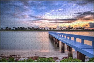 Puzzles for Adults 1000 Pieces Sunrise Naples Pier Where People Fish Dawn Naples Wooden Jigsaw Puzzles Challenging Fun Educational Family Games Kid Toys Art Work Gift Home Decor
