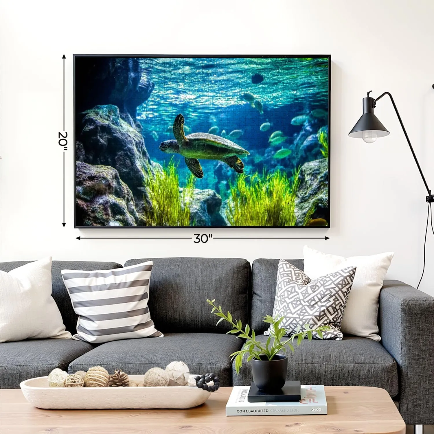 Puzzles for Adults 1000 Pieces Turtle Swimming Tank Fish Wooden Jigsaw Puzzles Challenging Fun Educational Family Games Kid Toys Art Work Gift Home Decor