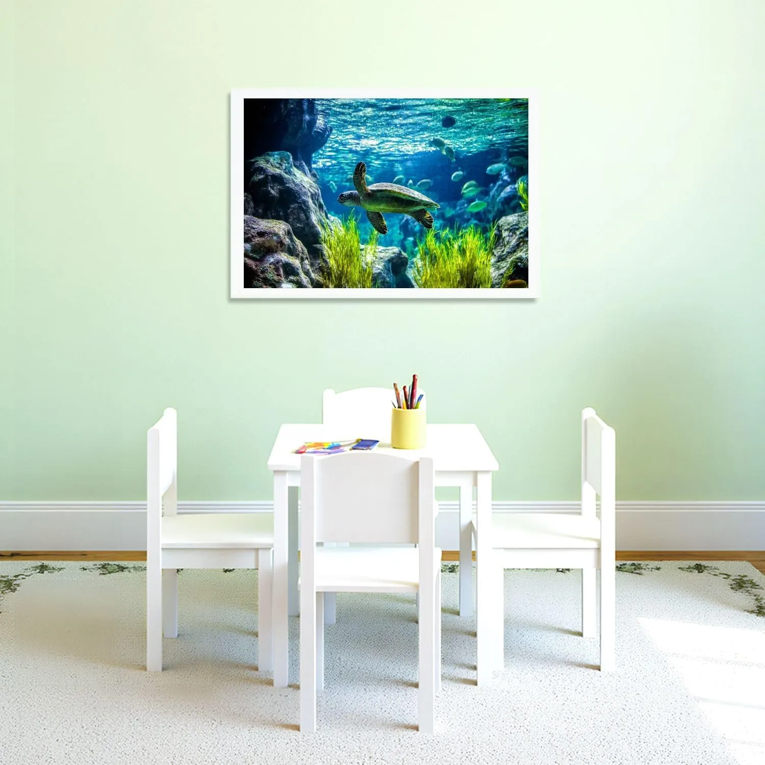 Puzzles for Adults 1000 Pieces Turtle Swimming Tank Fish Wooden Jigsaw Puzzles Challenging Fun Educational Family Games Kid Toys Art Work Gift Home Decor