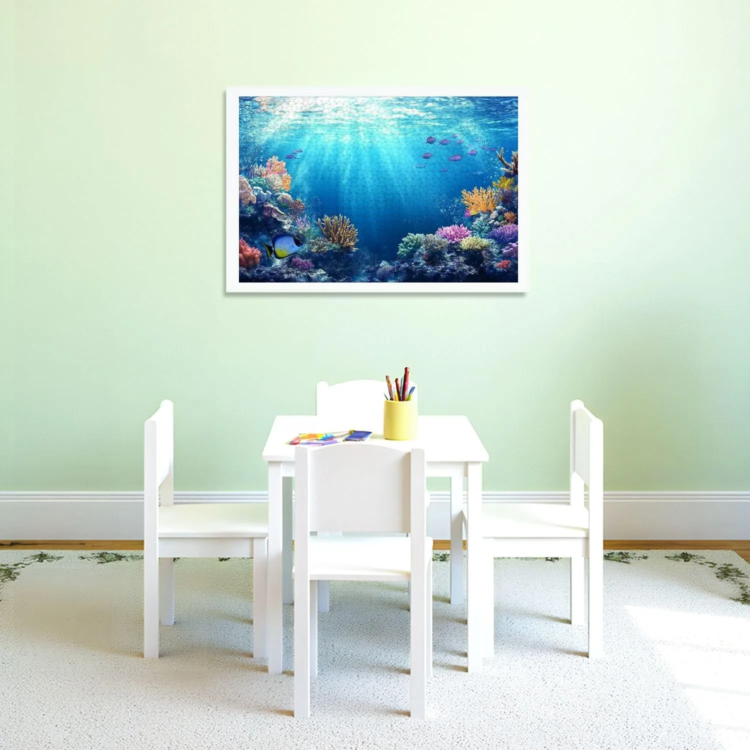Puzzles for Adults 1000 Pieces Underwater Scene Tropical Fish Wooden Jigsaw Puzzles Challenging Fun Educational Family Games Kid Toys Art Work Gift Home Decor