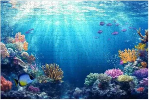 Puzzles for Adults 1000 Pieces Underwater Scene Tropical Fish Wooden Jigsaw Puzzles Challenging Fun Educational Family Games Kid Toys Art Work Gift Home Decor