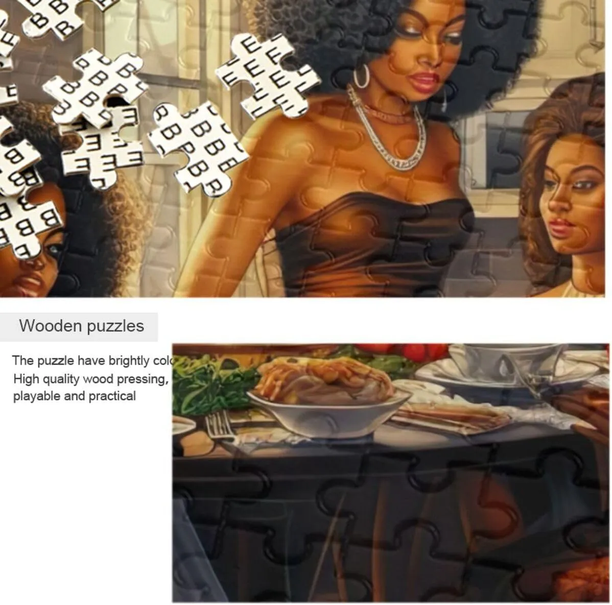 Puzzles for Adults 500 Piece African American Black Women Dinner Jigsaw Puzzles for Kids Toy Game Gift 202b2289