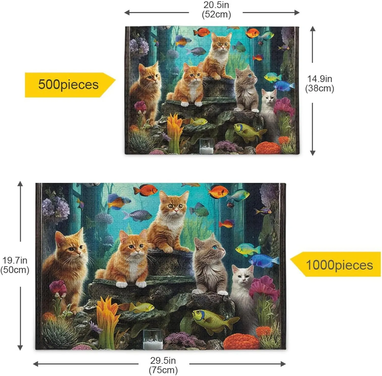 Puzzles for Adults 500 Piece Cute Cats Fish Tank Jigsaw Puzzles Kids Toy Game Gift 202a6340