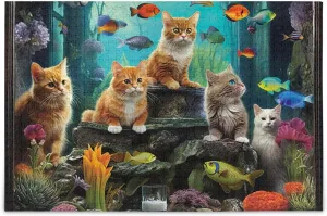 Puzzles for Adults 500 Piece Cute Cats Fish Tank Jigsaw Puzzles Kids Toy Game Gift 202a6340