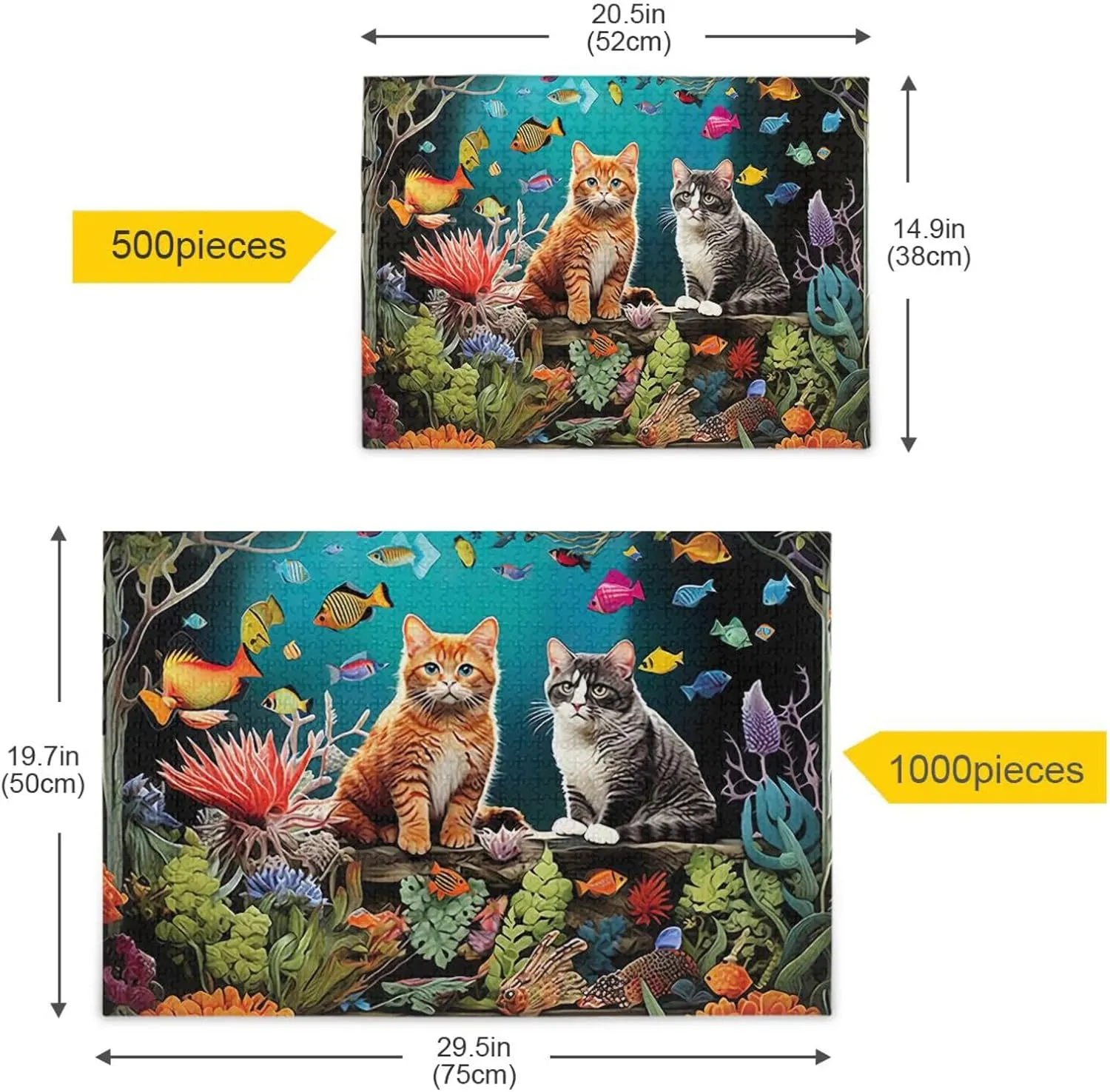 Puzzles for Adults 500 Piece Cute Cats Fish Tank Jigsaw Puzzles Kids Toy Game Gift 202a6344