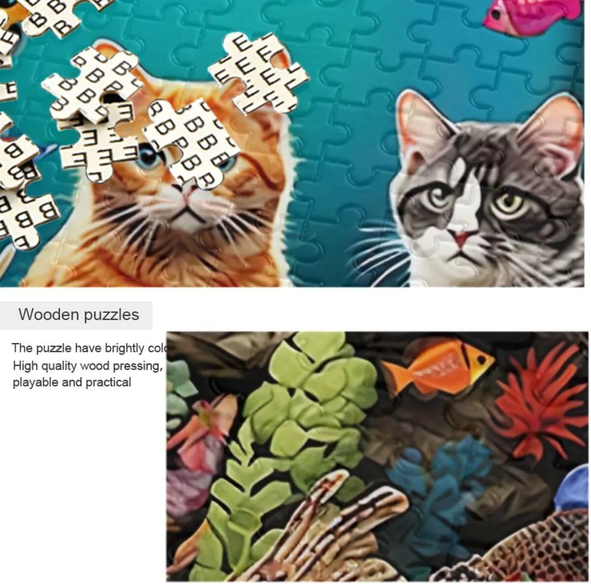 Puzzles for Adults 500 Piece Cute Cats Fish Tank Jigsaw Puzzles Kids Toy Game Gift 202a6344