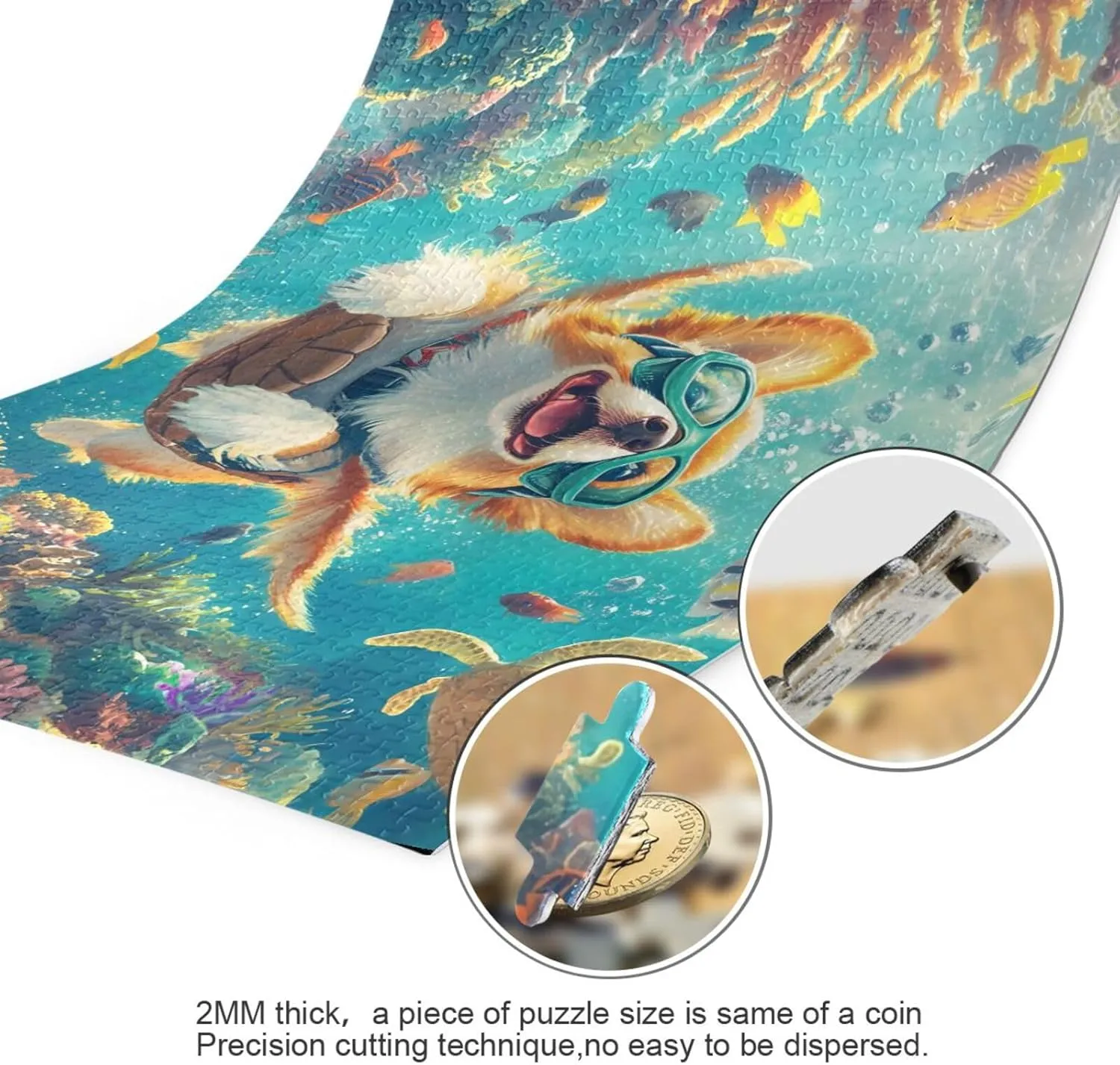 Puzzles for Adults 500 Piece Cute Corgi Swimming Underwater Fish Jigsaw Puzzles for Kids Toy Game Gift 202b8591