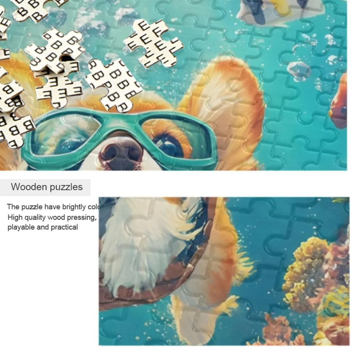 Puzzles for Adults 500 Piece Cute Corgi Swimming Underwater Fish Jigsaw Puzzles for Kids Toy Game Gift 202b8591