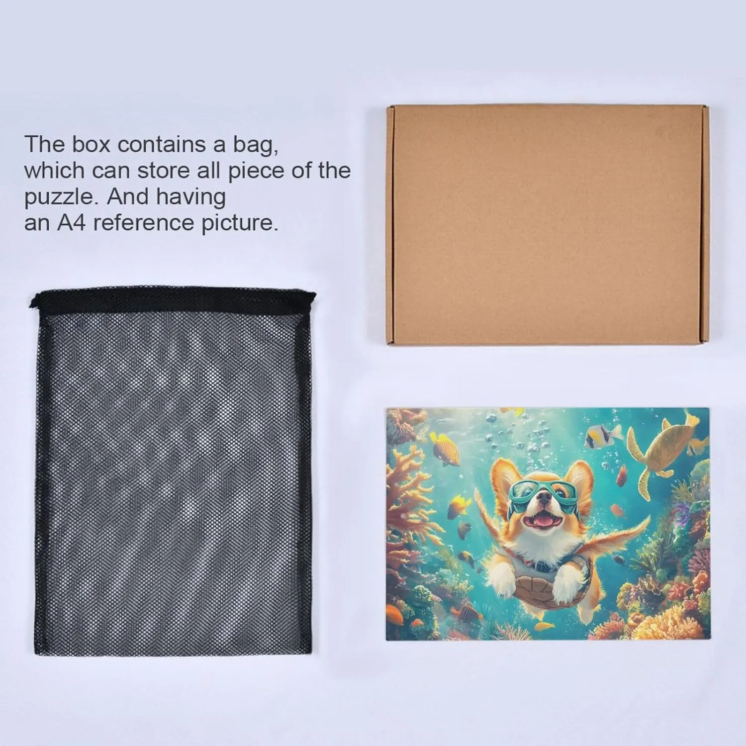 Puzzles for Adults 500 Piece Cute Corgi Swimming Underwater Fish Jigsaw Puzzles for Kids Toy Game Gift 202b8591