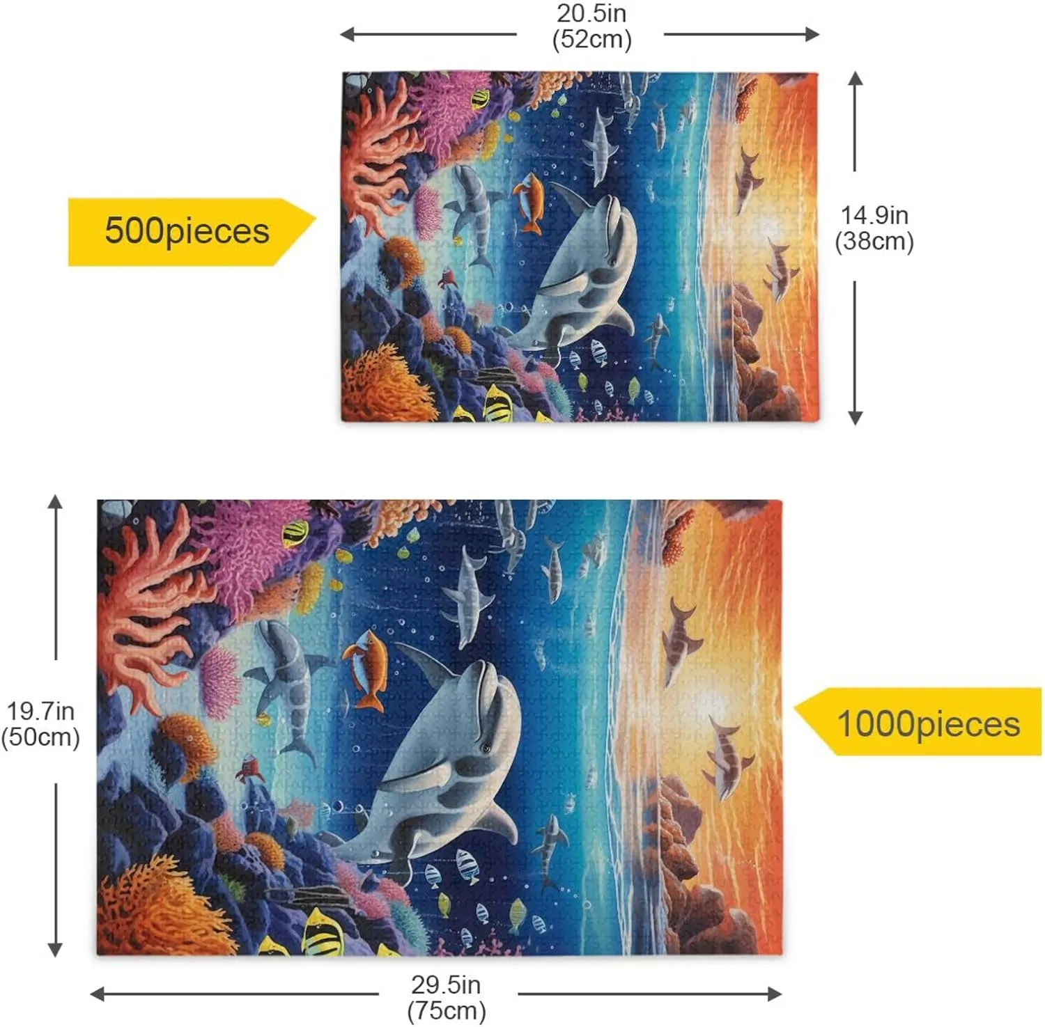 Puzzles for Adults 500 Piece Whales Dolphin Fish Undersea Jigsaw Puzzles Kids Toy Game Gift 202A2471