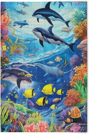 Puzzles for Adults 500 Piece Whales Dolphin Fish Undersea Jigsaw Puzzles Kids Toy Game Gift 202A2485