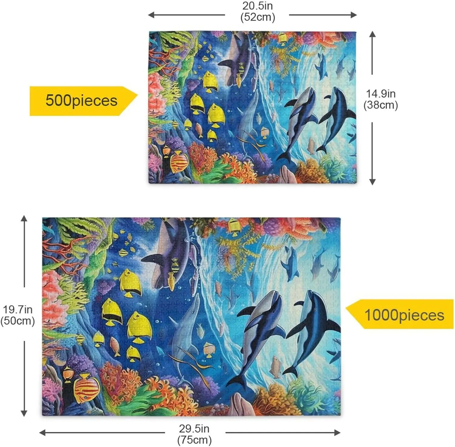 Puzzles for Adults 500 Piece Whales Dolphin Fish Undersea Jigsaw Puzzles Kids Toy Game Gift 202A2485
