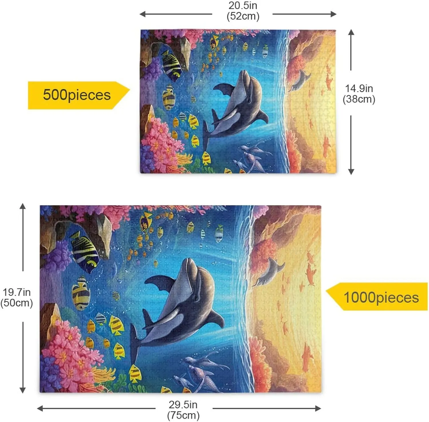 Puzzles for Adults 500 Piece Whales Dolphin Fish Undersea Jigsaw Puzzles Kids Toy Game Gift 202A2490