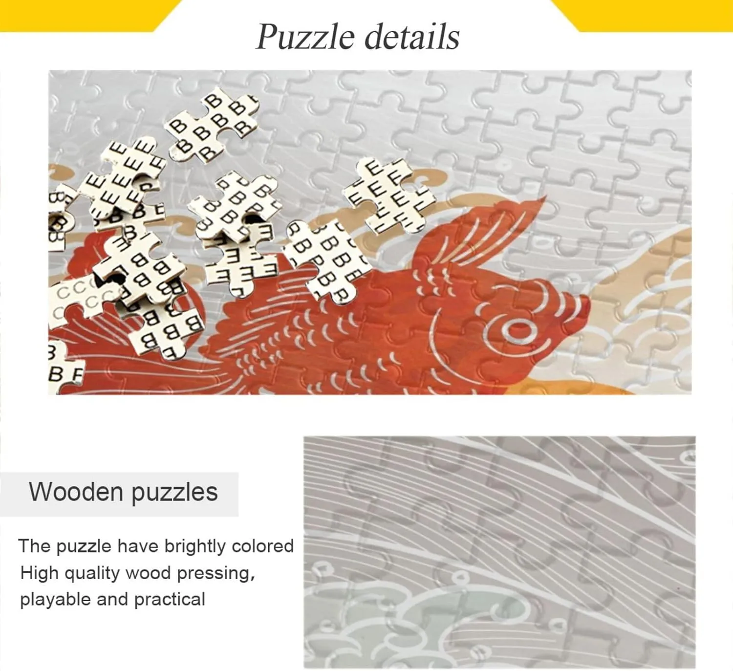 QUGRL Gold Fish Japanese Jigsaw Puzzle 1000 Pieces for Adults Teens Cartoon Carp Sea DIY Wall Art Intellectual Decompressing Educational Fun Game
