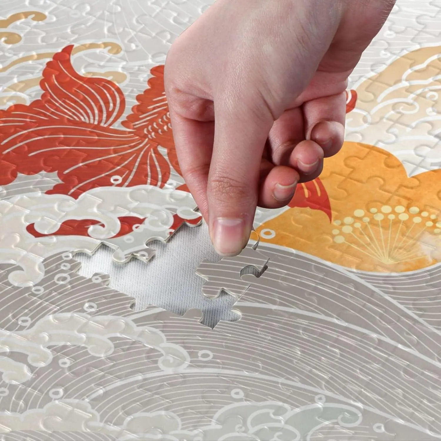 QUGRL Gold Fish Japanese Jigsaw Puzzle 1000 Pieces for Adults Teens Cartoon Carp Sea DIY Wall Art Intellectual Decompressing Educational Fun Game